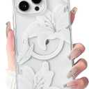 NITITOP Compatible with iPhone 16 Pro Max Case Clear Magnetic Compatible with MagSafe Cute Lily Flowers Floral for Women Girls Hard PC Back Shockproof Protective Phone Cover - White