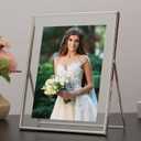 Silver 8x10'' Floating Picture Frame 2 Pack,for Photo Sizes(5x7,6x8 &7x9),Beaded Metal Edge Frame,Adjustable Tabletop/Shelf Classy Photo Frame,for Wedding and Home Decor