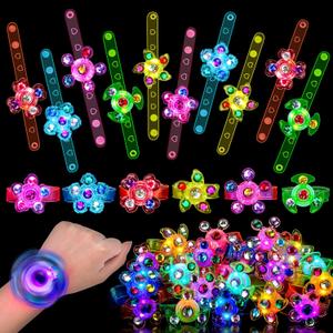 24PCS LED Light Up Fidget Spinner Bracelets Glow Party Favors Bulk for Kids 4-8 8-12 Summer Goodie Treat Bag Stuffers Treasure Box Toys Carnival Prizes Birthday Return Gifts for Boys Girls