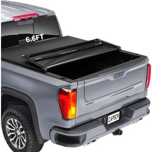 CAPSER Chevy/GMC 6.6FT Soft Quad Fold Tonneau Cover Compatible with 2019-2026 Silverado/Sierra 1500 New Body Style Fleetside 79.4Inch Truck Bed w/o Multi-Flex Tailgate