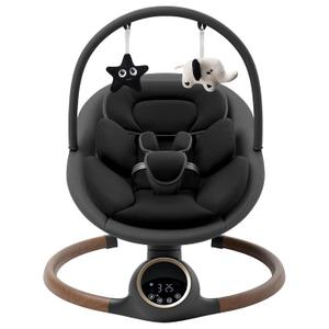 Baby Swing for Infants with 5 Point Harness, 5 Speeds Infant Swing with Soft Cushion, 10 Songs and Bluetooth Music for Newborn, Remote Control & Touch Panel Use, Black