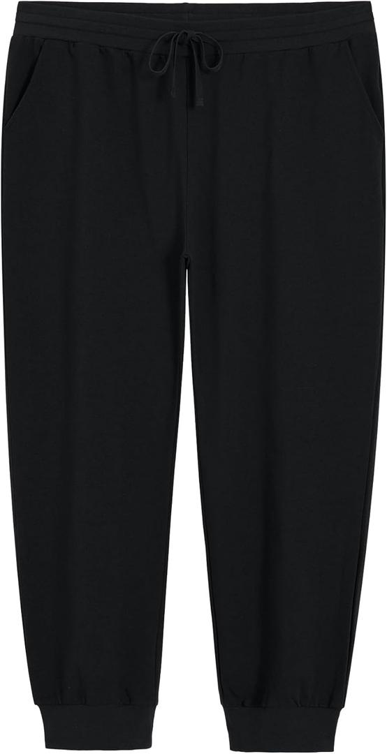 Weintee Women's Plus Size Joggers Cotton Sweatpants with Pockets (Large Plus, Black)
