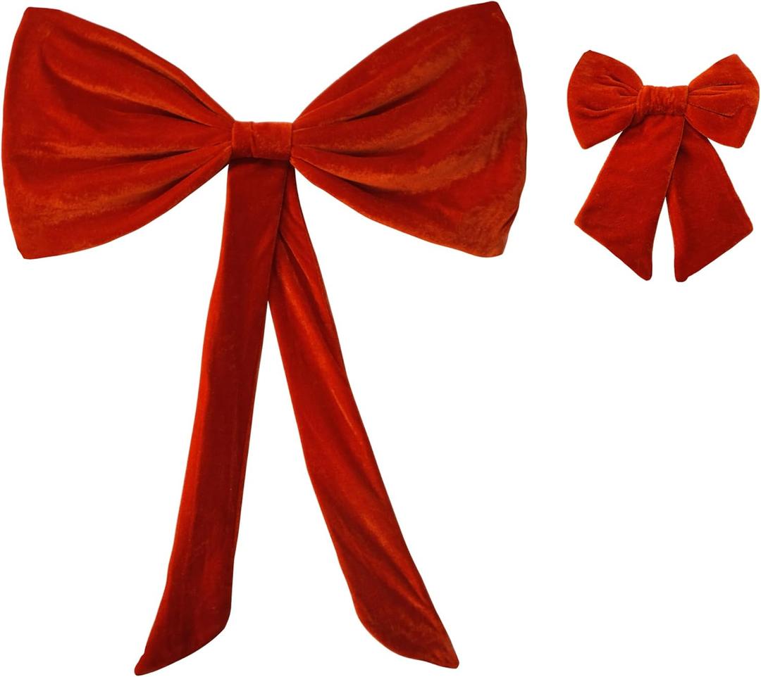 2 Piece Red Bows Girl Room Bedroom Decor Cute Birthday Cheer For Party Wall Ribbon Velvet Big Bow Decorations For Women Bridal Baby Wedding For Home Themed Party Christmas Tree Decoration Large Bows