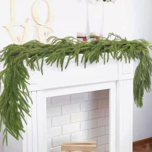 2 Pack of 6 Foot Norfolk Pine Garland Real Touch,Winter Artificial Christmas Greenery for Indoor Outdoor Holiday Decor, Mantle, Fireplace, Staircase, Wall,Table Decorations