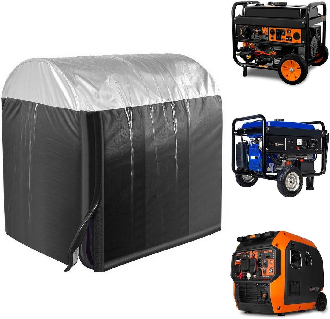 SAIKA Generator Cover 32*24*24 Inch for Outside Rainproof Portable Generator Shed for 5000-10000 Watt Generators Universale Tent Heavy Duty Protection with Arched Roof for Fast Rain Drainage - Black