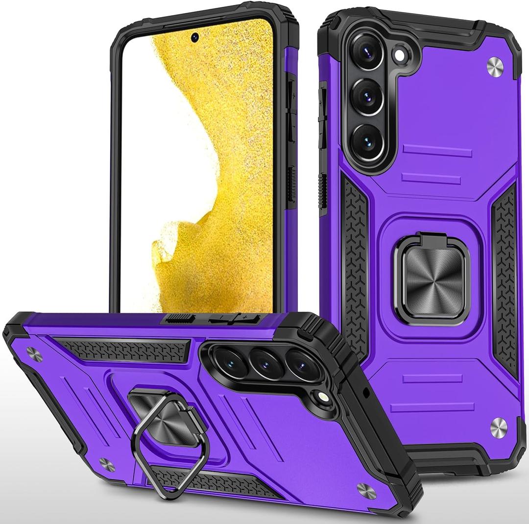 Dionsibei Galaxy S24 Plus Case Military Grade Built-in Kickstand Case with Stand Holster Armor Shockproof Cover Protective for Samsung Galaxy S24 Plus Phone Case for Men Women (Purple)