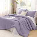 Litanika Grayish Purple Comforter Set California King Size, 3 Pieces Cal King Lightweight Solid Bedding Comforter Set, All Season Fluffy Bed Set (104x96In Comforter & 2 Pillowcases)