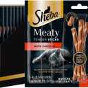 Sheba Meaty Tender Sticks Chicken Cat Treats, Chicken Flavor, Cat Snacks, 0.14 oz., 5 Count, Pack of 10 (50 Sticks Total) (EXP 04/11/27)