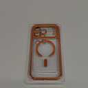 Glitter for iPhone 17 Pro Max Case with Eye-catching Integrated Lens Protection, [Sparkly Bling Back Panel] [Seamless Work with Magsafe] Cute Women Girly Phone Case for iPhone 17 Pro Max Cosmic Orange