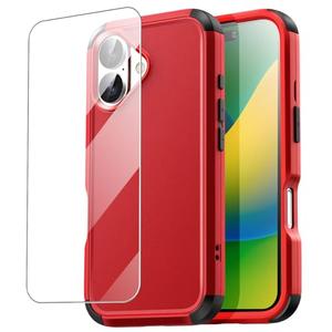 AICase for iPhone 16 Case with Glass Protector,3-Layer Heavy Duty Pocket-Friendly Rugged Durable Military Grade Protection Shockproof/Drop Proof/Dust Proof Protective Phone Cover for iPhone 16 6.1"_4 Pack Of 3