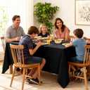10-Pack Black Tablecloths for Rectangle Tables, 60 x 84 Inches, Stain-Resistant Polyester Fabric for 4 Foot Tables - Washable Table Covers for Weddings, Banquets, Birthday Parties, Events