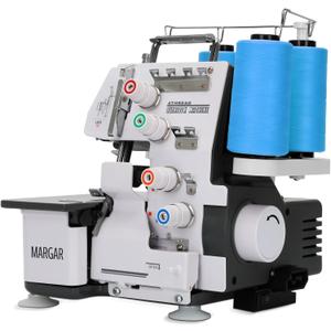 Serger Sewing Machine with 3-4 Stitch Capability, Metal Frame Overlock Machine for Industrial/Home, 12 Stitch Patterns, LED Light, 1,250 Stitches/Minute, Foot Controller, Rethread Instruction, White