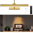 Cordless Picture Light for Wall, Battery Operated Art Light with 3CCT Dimmable, 5200mAh Battery Wall Sconce with Remote & Timer, 13in LED for Paintings, Gallery Artwrok, Picture Display - Golden