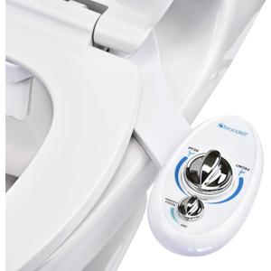 Brondell Bidet Left Hand Bidet Attachment SouthSpa Dual Nozzle - control panel on left side - Dual Positionable Nozzles for front and rear wash, LH-12
