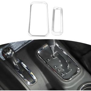 RT-TCZ for Jeep JK Gear Shift Panel Trim Cover Chrome for Jeep Wrangler JK JKU 2011-2017 Chrome Interior Accessories 2pcs