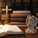 INLOMEM Praying Angel Figurine, Sculpted Hand-Painted Figurine, Angel Wings Statue for Home Decor or Garden, First Communion Gifts for Girls, Religious Gifts for Women (Granite)