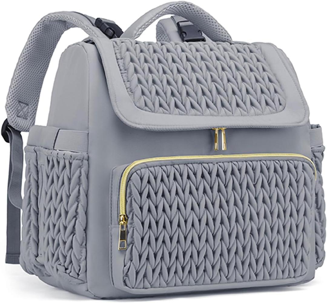 Diaper Bag Backpack, Baby Bag with Changing Pad, Travel Waterproof Diaper Bag Tote, Newborn Essentials Must Haves, Luxury baby shower gifts for boys & Girls, Grey