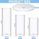 Sawysine 12 Sets 2. 6'' x 4. 7'', 5. 9'', 7. 9'' Cylinder Vase Centerpiece with Mirror Tray Included Round Glass Mirror Trays Glass Vases for Centerpiece for Wedding Table Baby Shower Party Decoration