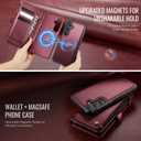 Defencase for Samsung Galaxy S24+/ S24 Plus Magnetic Wallet Case Compatible with Magsafe with RFID Blocking Zipper & Card Holder, PU Leather Detachable Phone Case for Galaxy S24 Plus 5G 6.7", Wine Red