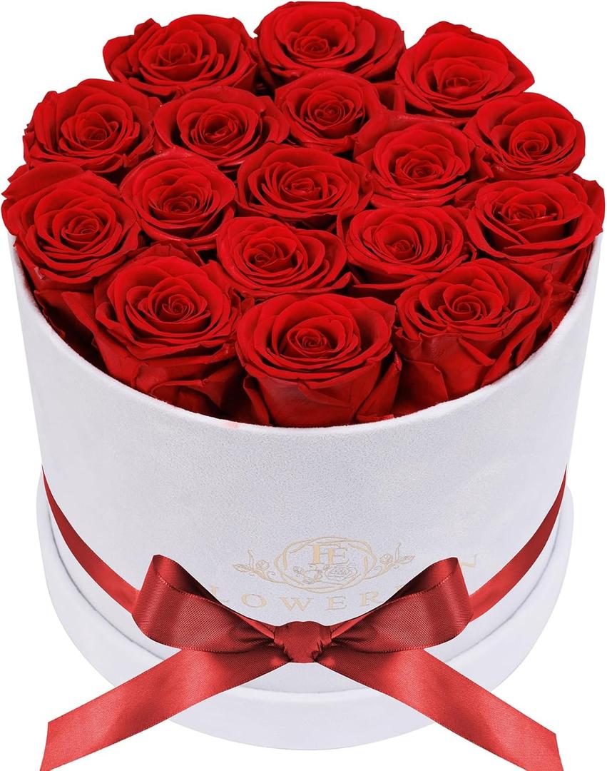 Prifroti 17 Flowers in a Luxury Suede Box, Birthday Gifts for Women, Preserved Flowers, Mothers Day Roses Gift for Mom, Red