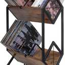 Vinyl Record Storage Holder with Wheels, 2-Tier Record Holder 160-200 LP with Dividers, Retro Style Quick Assembly Vinyl Record Display for Albums, Magazine, Book, Files(2 Tier- Rustic Brown)