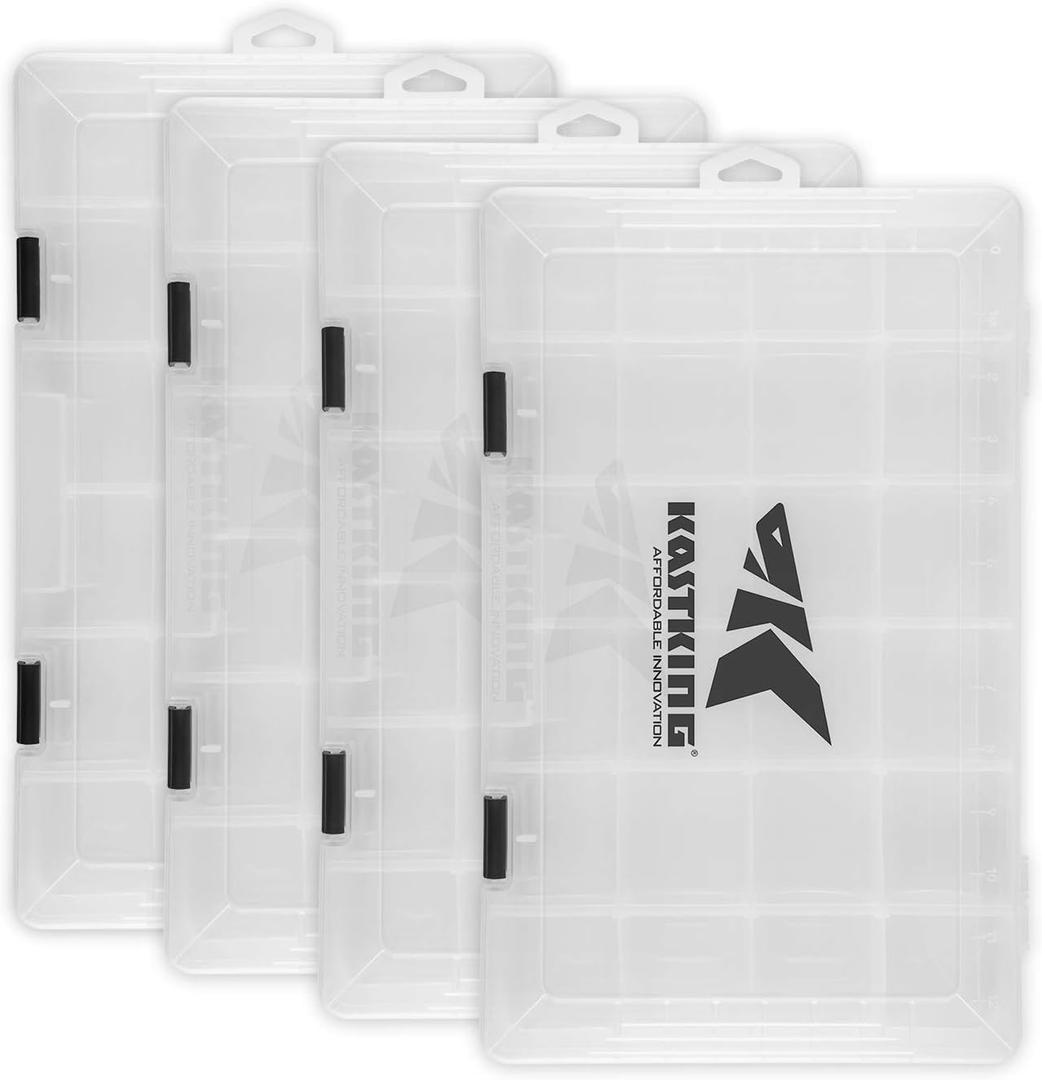 KastKing Tackle Boxes, Plastic Box, Plastic Storage Organizer Box with Removable Dividers - Fishing Tackle Storage - Box Organizer - 4 Packs Tackle Trays - Parts Box (Standard)