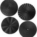 Hicarer 4 Pcs 12" Metal Wall Art Wall Decor Sunburst Hanging Metal Artwork Wall Decor Wall Art Decorations for Home Living Room Office (Black)