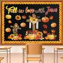 Fall Bulletin Board Ddcorations Set Christian Religious Fall in Love with Jesus Bulletin Boards Decoration Sunflower Pumpkin Cross Christian Theme Cutouts for Classroom Library Home Window Wall Decor