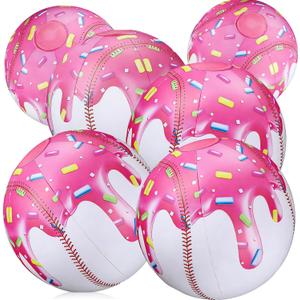 6 Pcs Inflatable Baseball, 10 Inch Ice Cream Drip Mini Beach Balls for Summer Outdoor Pool Beach Birthday Sports Baseball Drip Gender Reveal Party Decoration
