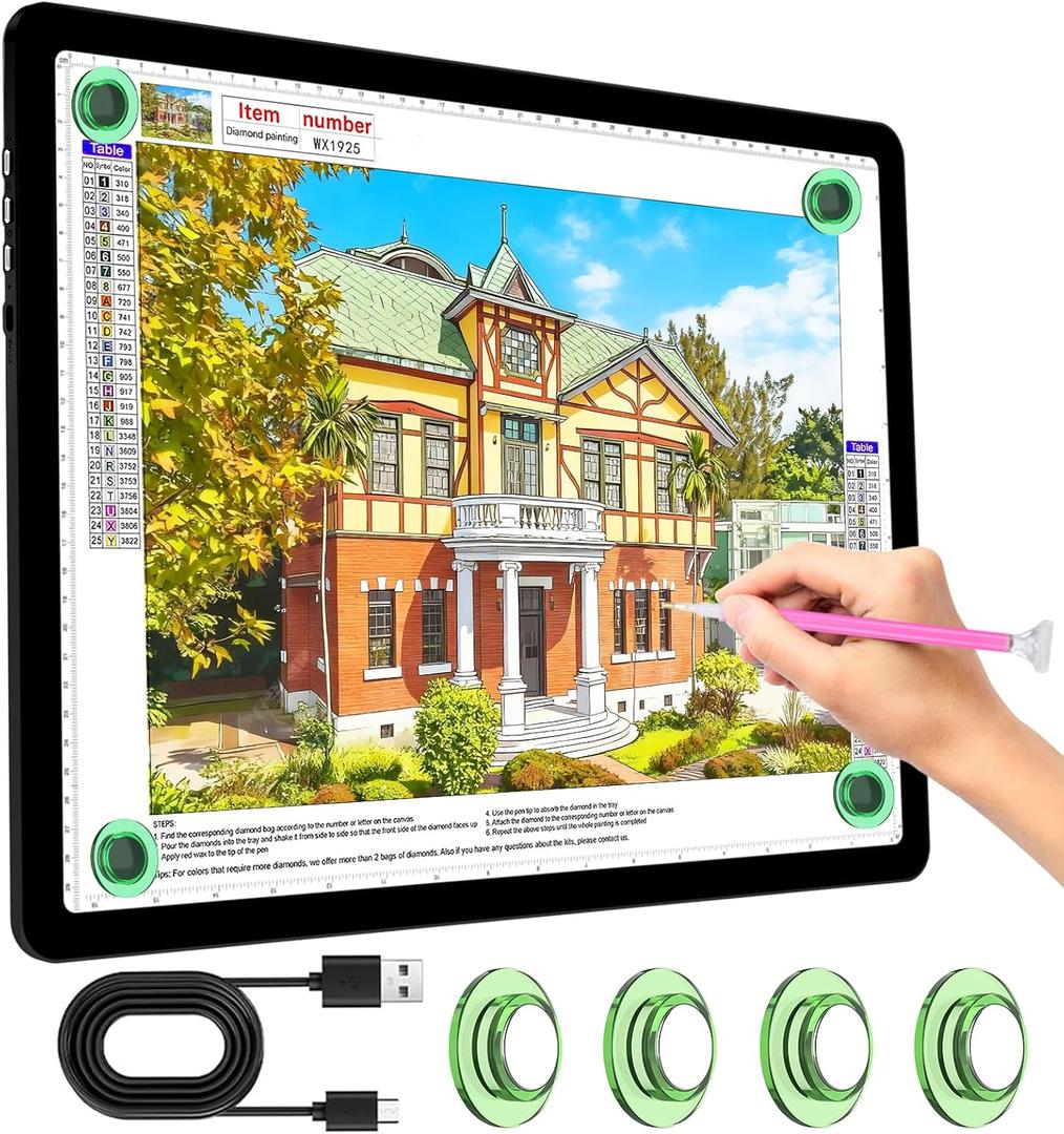 KOBAIBAN A4 Light Box for Tracing, Light Board with Side Physical Buttons, Magnetic Light Pad for Diamond Painting, Stenciling, Weeding Vinyl, USB LED Lighting Board (Black, 35.2 x 25.4 CM)