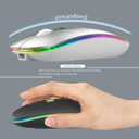 WREANU Wireless Bluetooth Mouse Rechargeable Laptop Mice with LED Lights Silent Slim Use(BT5.2 and 2.4G Portable USB Receiver)Dual Mode Computer Mouse for Laptop/iPad/Tablet/Apple/Computer/Mac(Silver)