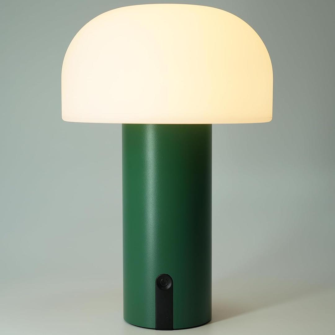 WEILAILUX Cordless Mushroom Table Lamp, Waterproof Shower Lamp, Battery Operated Table Lamp Rechargeable, Touch Dimmable Night Light for Bedroom/Patio/Camping/Dinning/Outdoor (Green)