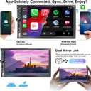 Upgrade Wireless 7" Double Din Car Stereo Apple CarPlay Android Auto 178 * 102mm,Touchscreen Car Play Radio for Car,Screen for Bluetooth 5.2, Weatherproof Backup Camera,FM AM,AUX,Card Slot,USB,SWC
