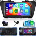 for Mazda 5 CW 2010-2015 Android Car Stereo 9" Touch Screen with Wireless Carplay Android Auto, Radio Dash Kit GPS Navigation WiFi Bluetooth SWC Mirror Link, Mic Backup Camera