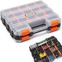 Anyyion Small Parts Organizer, 34-Compartments Double Side parts organizer with Removable Dividers for Hardware, Screws, Bolts, Nails, Beads, Jewelry. (Orange)