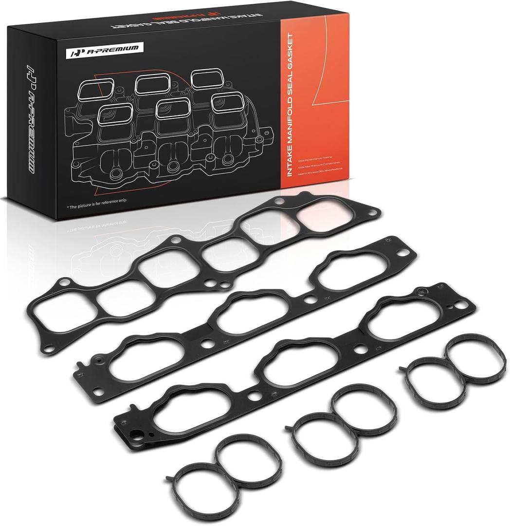 A-Premium Lower and Upper Engine Intake Manifold Gasket Set Compatible with Kia Sorento 2007-2009, Sedona 2006-2010, Amanti & Hyundai Santa Fe, Genesis, Azera, Veracruz, Entourage, Genesis Coupe