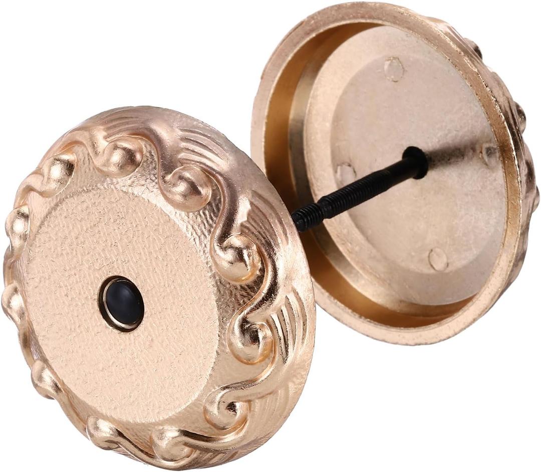 PATIKIL Door Hole Cover Plate, 2 5/16 Inches Zinc Alloy Wave Round Deadbolt Cover Plate Door Reinforcement Plate for Door Hole Filling (Gold Tone)