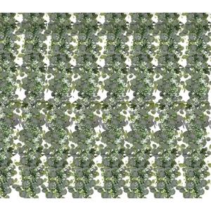 N&T NIETING 8 Pack Artificial Eucalyptus Leaf Garland, Faux Greenery Garland Decor 6 FT Summer Garlands, Fake Hanging Vines for Wedding Decoration Table Mantle