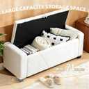 43 Inch Storage Ottoman Bench, Bench for Bedroom End of Bed, Ottoman with Storage for Living Room and Entryway (Teddy White)