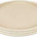 Large Resin Round Decorative Tray, RopeStyle Sandstone Texture, 11.4 Beverage & Serving Tray for Coffee Table Decor (Beige)