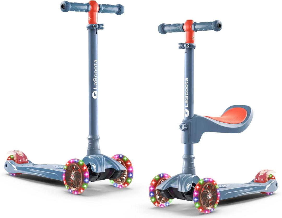 3 Wheel Scooter for Kids – 2-in-1 Scooter with Seat & LED Light-Up Wheels