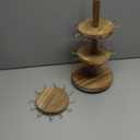 Pinzoveco Bracelet Holder, 3 Tier Wooden Rotating Bracelet Display Stand, Tree Stand Vendor Booth Display with Adversitsing Board, 36 Hooks for Bracelet, KeyChain Display Stands for Selling, Brown (Patent Pending)