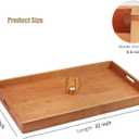 32 x 18 Inches Extra Large Rectangle Cherry Wood Ottoman Tray with Handles, Serve Tea, Coffee Classic Wooden Decorative Serving Tray