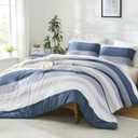 Litanika Queen Comforter Set Mineral Blue - 3 Pieces Lightweight Fluffy Bedding Comforter Sets, All Season Down Alternative Comforter (1 Comforter, 2 Pillowcases)