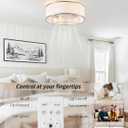 Caged Low Profile Ceiling Fans with Lights, Bladeless Ceiling Fan with lights Remote, Flush Mount Modern Enclosed with 6 Speeds for Bedroom, Kitchen (Nickel), 20 inch