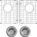 Sink Protectors for Kitchen Sink 15" x 13", Stainless Steel Sink Grid protectors for Kitchen Sink with Certer Drain Hole, Metal Protector for Sink with Sink Strainers