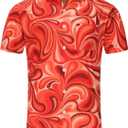 KYKU Funky Hawaiian Shirt for Men Palm Beach Shirts Tropical Vacation Clothes (3X-Large, Abstract Pattern)
