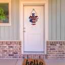 4th of July Wreaths,SWEKKE Welcome Wreath for Front Door, God Bless The USA Welcome Wooden Decor Door Sign Wreath 12 Inch, Welcome Cross Irregular with Tricolor Flag Welcome Door Sign Decorations