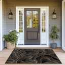 3x5 Area Rug Black Gold Modern Rug for Bathroom Indoor Entryway Machine Washable Abstract Rugs for Bedroom Ultra Soft Dining Room Carpet Non-Slip Non-Shedding Throw Rug for Home Office