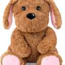 Ditucu Original Golden Retriever Microwavable Weighted Stuffed Animal Heated Dog Plush for Warmth Comfort Period Cramps Pain Plushies Toys Gifts for Kids Adults Dark Brown 9 inch